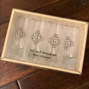 Mango Moon set of four monogrammed shot glasses G
